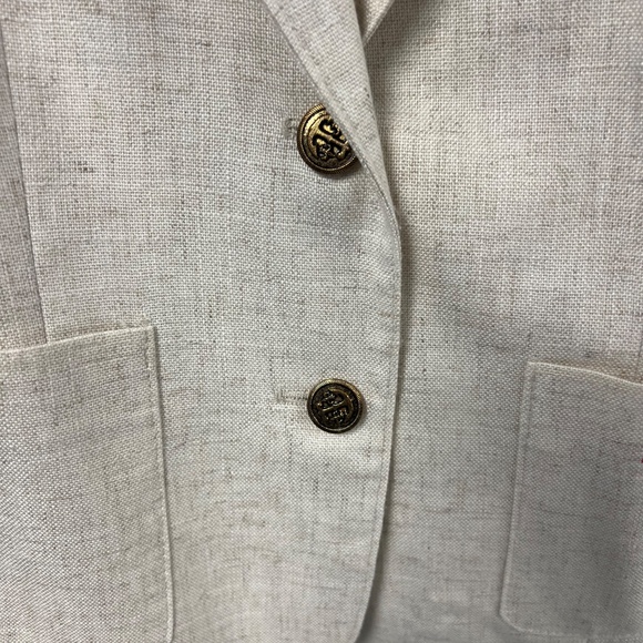 Unbranded Classic Linen Blazer with Gold Buttons Neutral Light Beige Size 40 - Picture 4 of 5